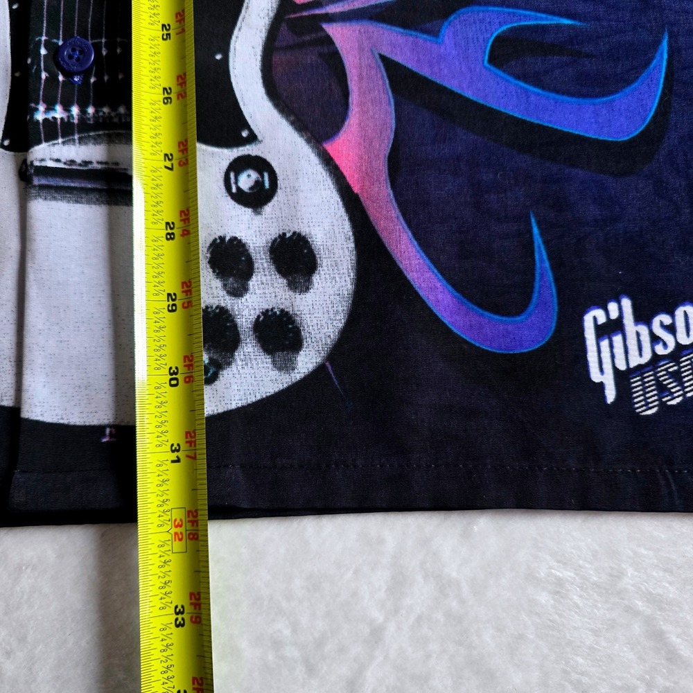 Gibson Tour Wear Dragonfly Shirt XL Blue White SG Guitar Tribal Flame Rock Mens - Picture 10 of 16